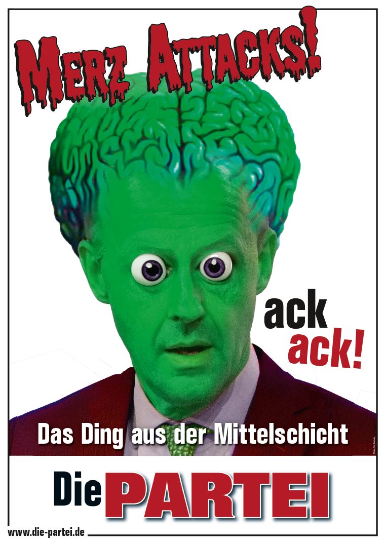 LV-Angebot: Merz Attacks Aufkleber (DIN A7)